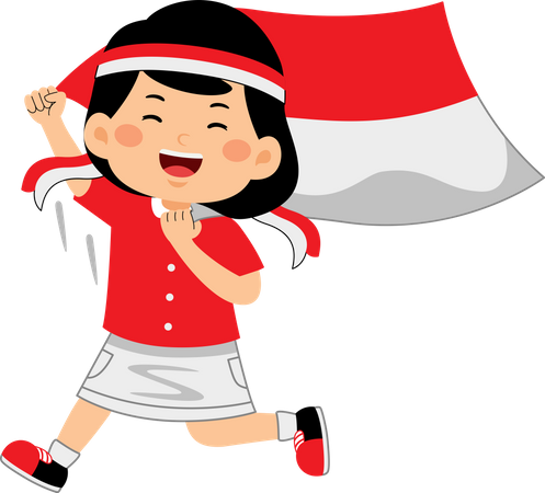 Girl celebrate Indonesia Independence Day  イラスト