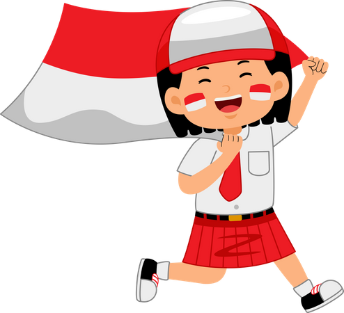 Girl celebrate Indonesia Independence Day  Illustration