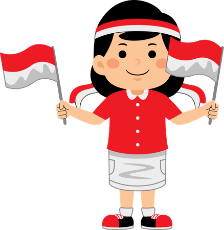 Girl celebrate Indonesia Independence Day  Illustration