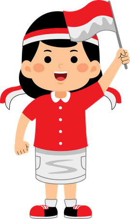 Girl celebrate Indonesia Independence Day  Illustration