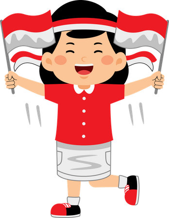 Girl celebrate Indonesia Independence Day  Illustration