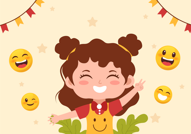 Girl celebrate world smile day  Illustration