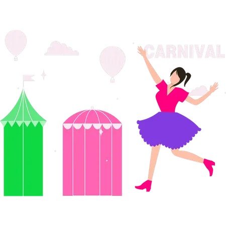 Girl celebrating carnival festival  Illustration