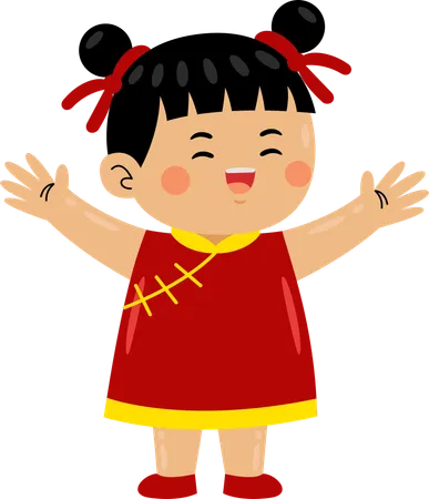 Girl celebrating chinese new year  Illustration