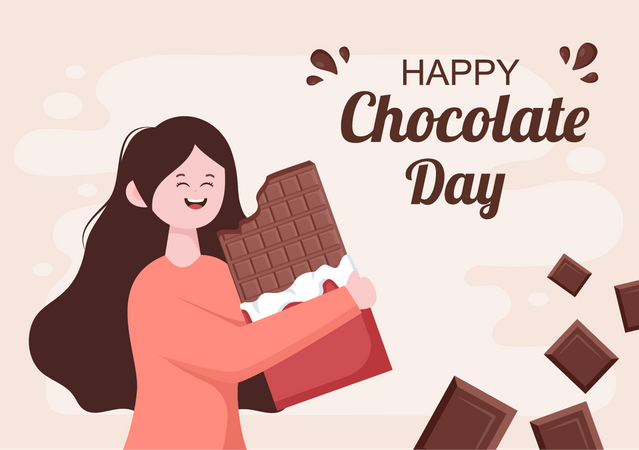 Girl celebrating chocolate day  Illustration