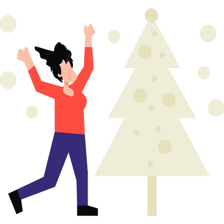 Girl celebrating Christmas  Illustration