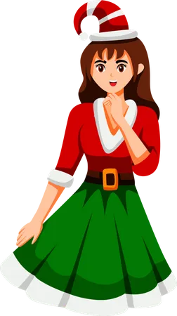 Girl Celebrating Christmas  Illustration