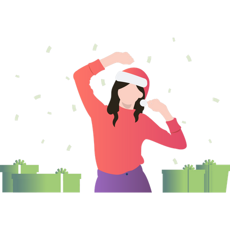 Girl celebrating Christmas  Illustration