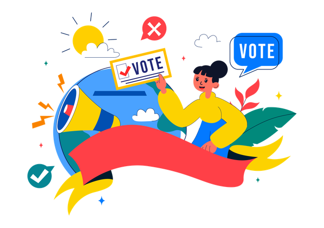 Girl celebrating day of democracy  Illustration