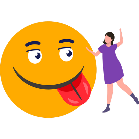 Girl celebrating Emoji Day  Illustration