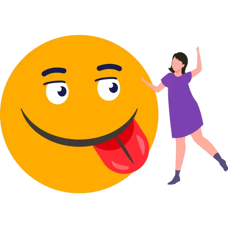 Girl celebrating Emoji Day  Illustration