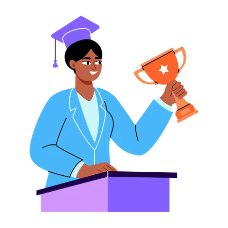 Girl celebrating graduation day  Illustration