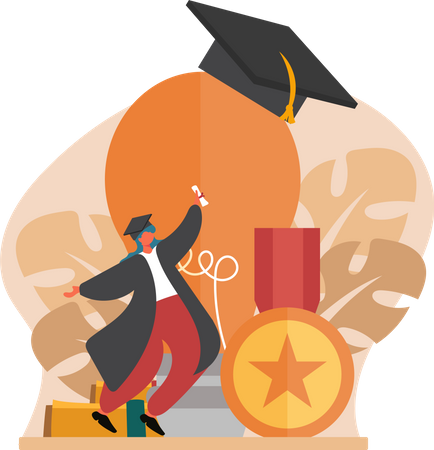 Girl celebrating graduation degree  Illustration