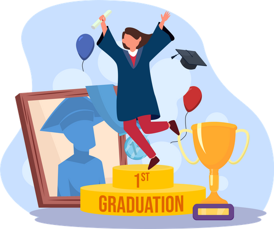 Girl celebrating graduation  Illustration