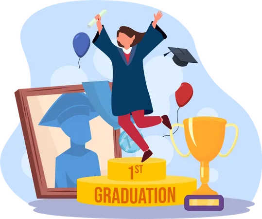 Girl celebrating graduation  Illustration