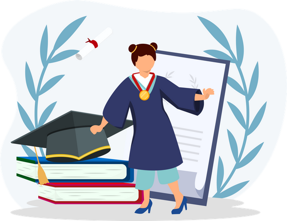 Girl celebrating graduation  Illustration