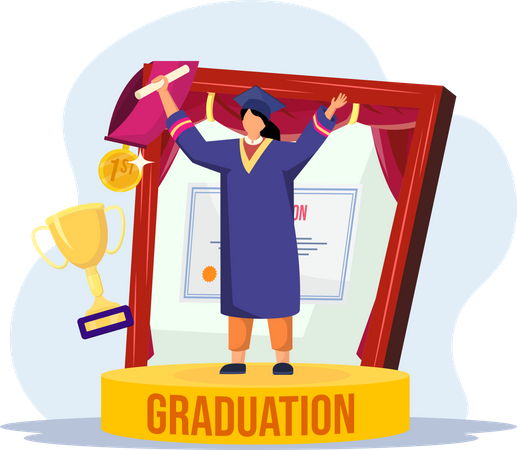 Girl celebrating graduation  Illustration