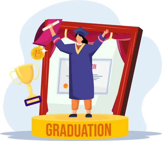 Girl celebrating graduation  Illustration