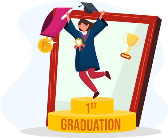 Girl celebrating graduation  Illustration