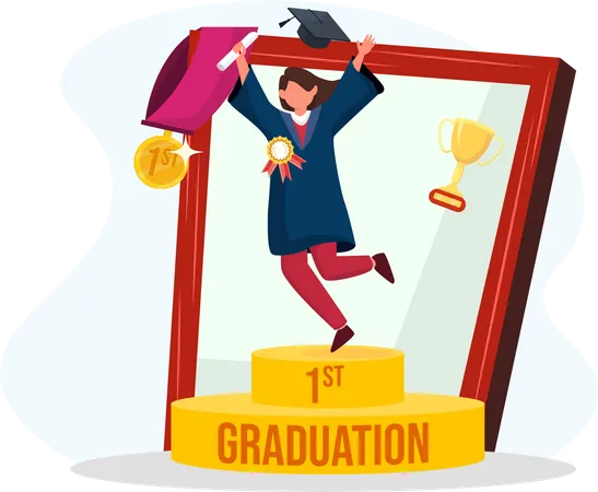 Girl celebrating graduation  Illustration