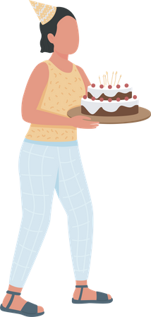 Girl celebrating her birthday  Illustration