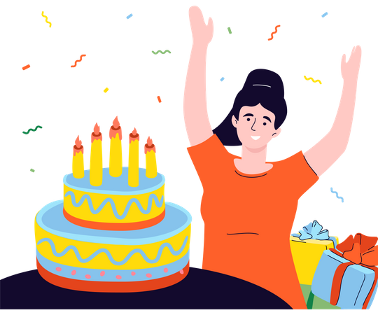 Girl celebrating her birthday  Illustration