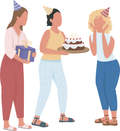 Girl celebrating her birthday  Illustration