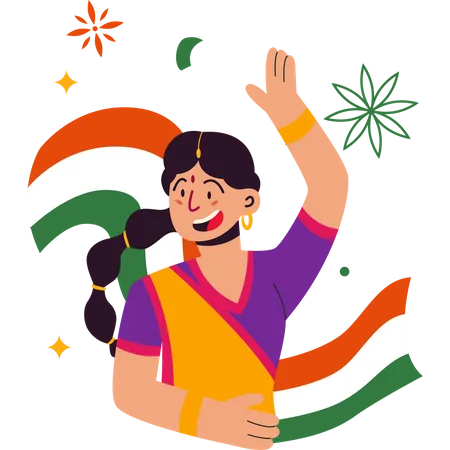 Girl celebrating Indian republic day Illustration