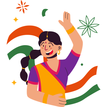 Girl celebrating Indian republic day  Illustration