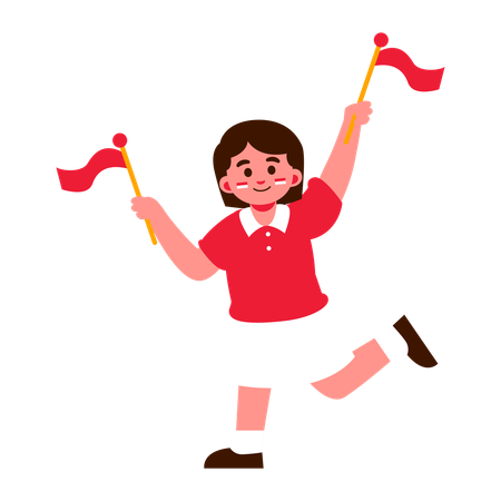 Girl celebrating Indonesian independence  Illustration