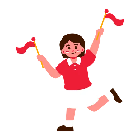 Girl celebrating Indonesian independence  Illustration