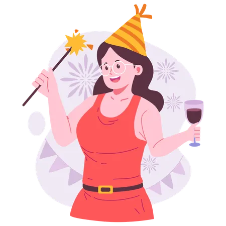 Happy New Year Character Illustration Illustration
