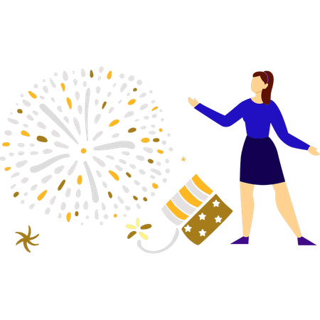 Girl celebrating new year  Illustration