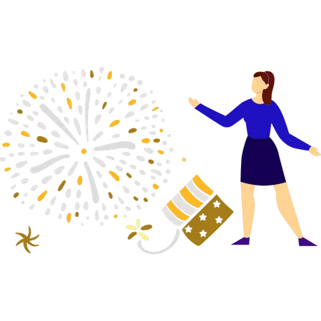 Girl celebrating new year  Illustration