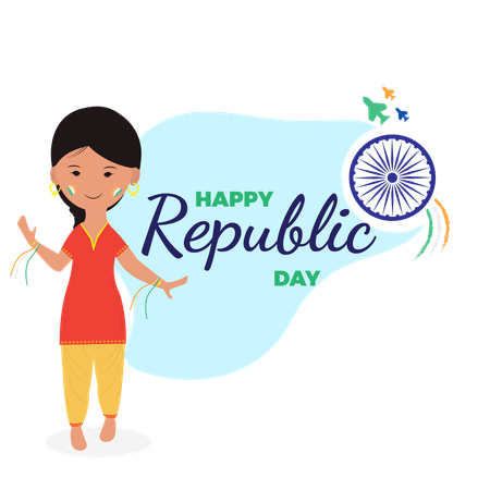 Girl celebrating Republic day  Illustration