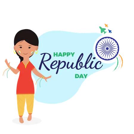 Girl celebrating Republic day  Illustration