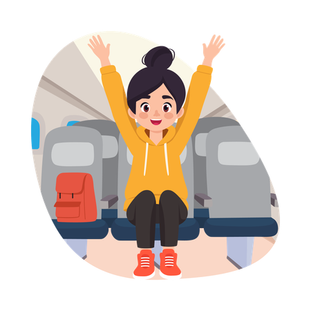 Girl Celebrating Smooth Flight  Illustration
