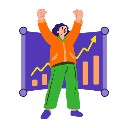Girl celebrating success  Illustration