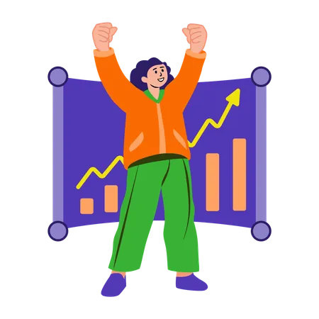 Girl celebrating success  Illustration
