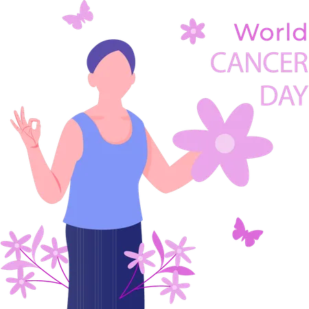 Girl celebrating world cancer day  Illustration