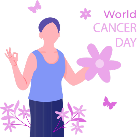 Girl celebrating world cancer day  Illustration