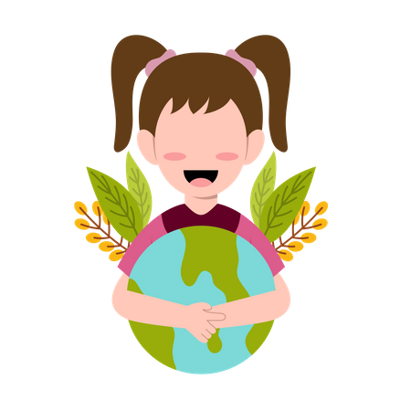 Girl Character For Save Planet  Illustration