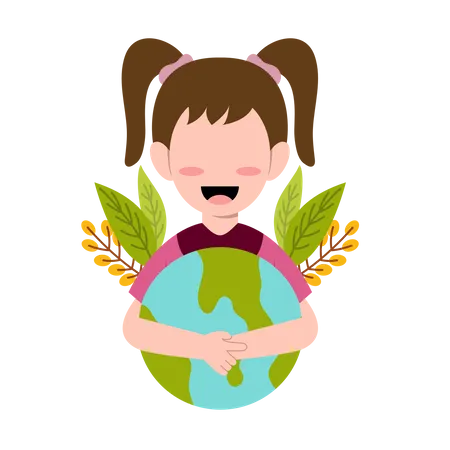 Girl Character For Save Planet  Illustration