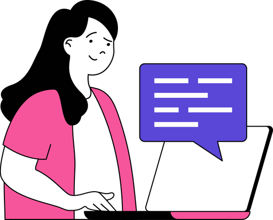 Girl chatting on computer  Illustration