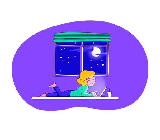 Girl chatting on laptop  Illustration