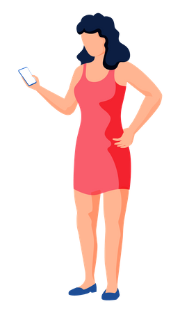 Girl chatting on mobile Illustration