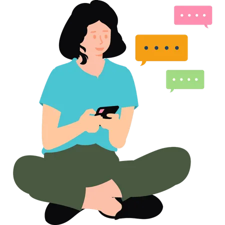 Girl chatting on mobile  Illustration
