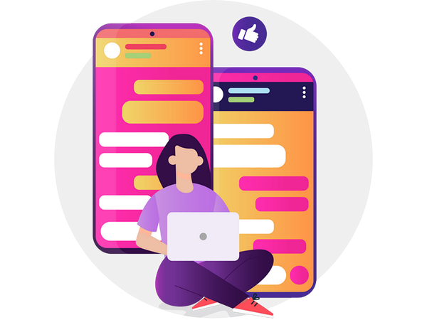 Girl chatting on mobile app  Illustration