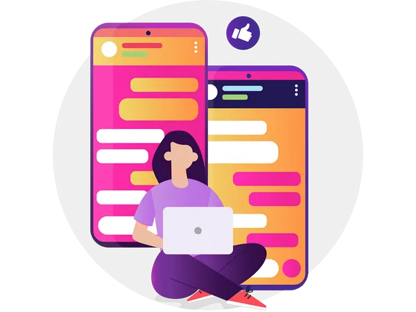 Girl chatting on mobile app  Illustration