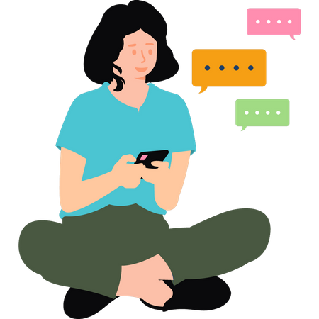 Girl chatting on mobile  Illustration